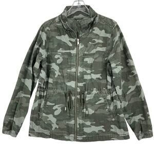 Old Navy Jacket Size L Green Camouflage Utility‎ Camo Adjustable Waist Cotton